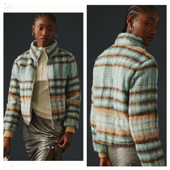 Anthropologie Multicolor Plaid Teddy Jacket - Picture 2 of 8